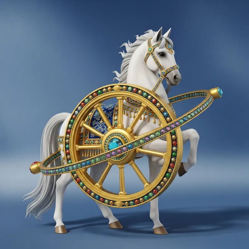 Pokemon Arceus: Mythical White Horse with Golden Wheel