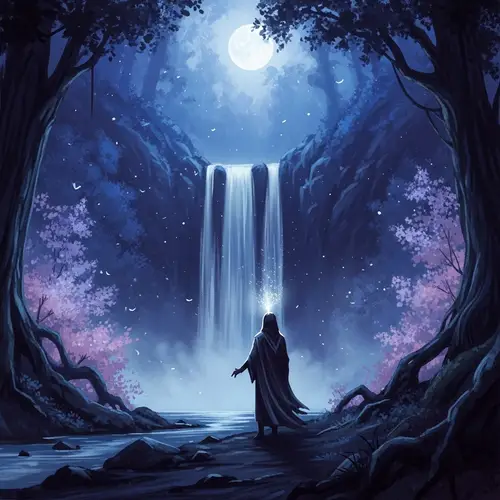 Moonlit Forest Waterfall: Ethereal Beauty & Wonder Captured