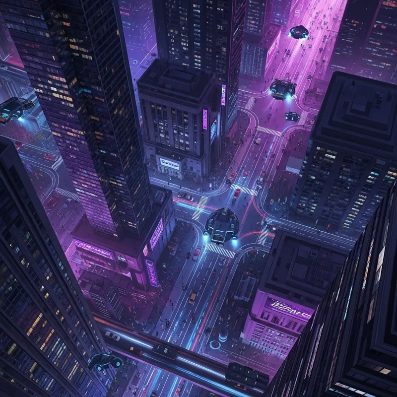 Mesmerizing Cyberpunk Metropolis | Neon Purples & Electric Blues Mesmerizing Cyberpunk Metropolis | Neon Purples & Electric Blues
