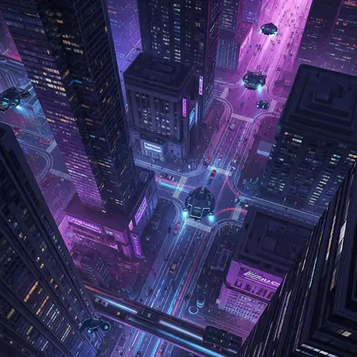 Futuristic Cyberpunk City at Dusk | Neon Lights & Flying Vehicles