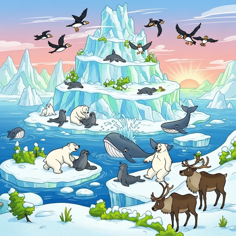 Vibrant Northern Island teeming with life in Anime Naruto Style