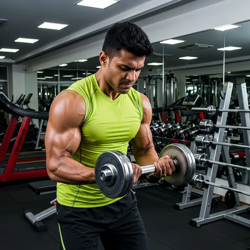 Fit Man Working Out in Gym with Weights - Gym Exercise Routine Fit Man Working Out in Gym with Weights - Gym Exercise Routine