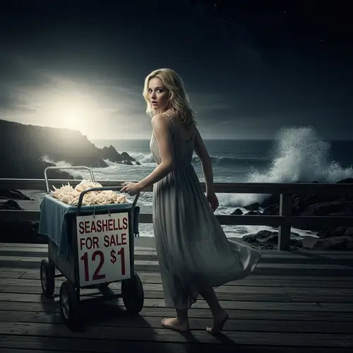 Cinematic Coastal Gothic Scene | Blonde Woman on Boardwalk