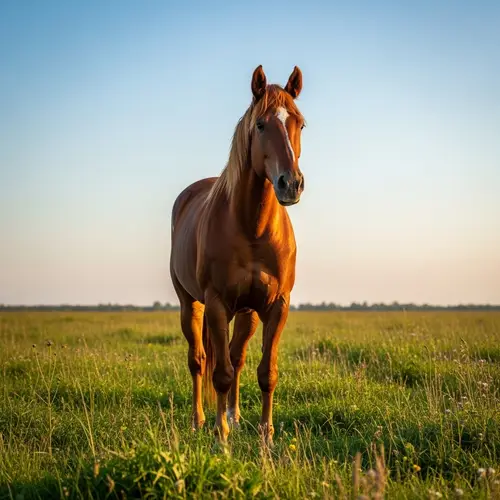 Majestic Horse in a Green Meadow - Nature's Beauty
