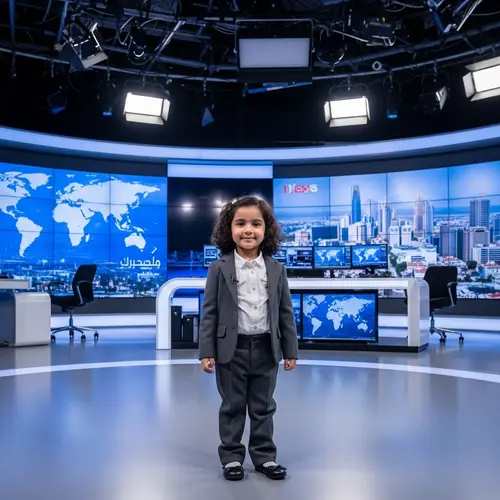 4-Year-Old Middle-Eastern Girl in Formal Attire | News Studio Shot