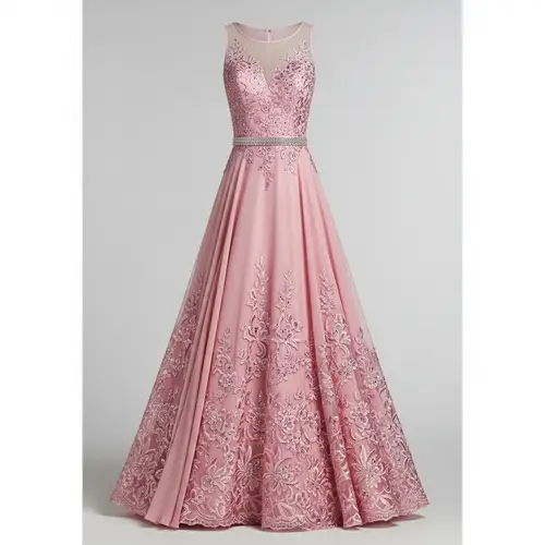 Soft Pink European Ball Gown with Floral Embroidery | Shop Now