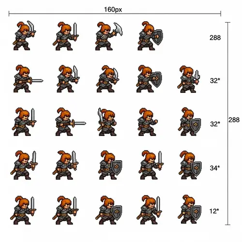 Dungeons & Dragons Pixel Art Sprite Sheet - Amazing Character Frames