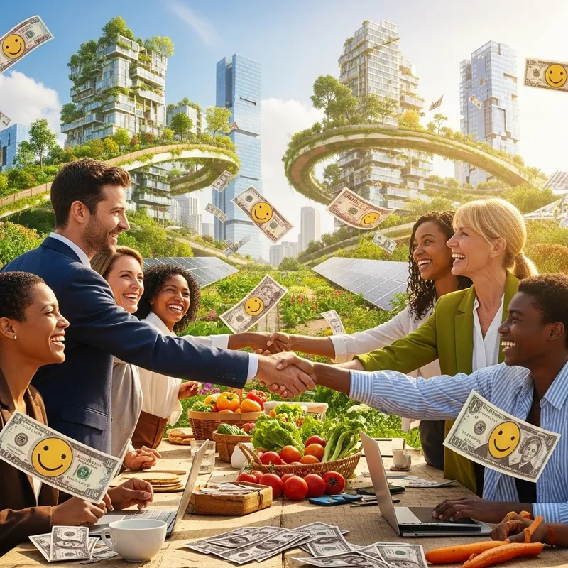 Capitalism & Collectivism Harmony | Vibrant Multicultural Scene