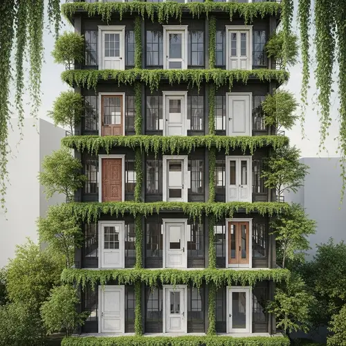 Unique Five-Floor Door Design Concept in a Lush Setting