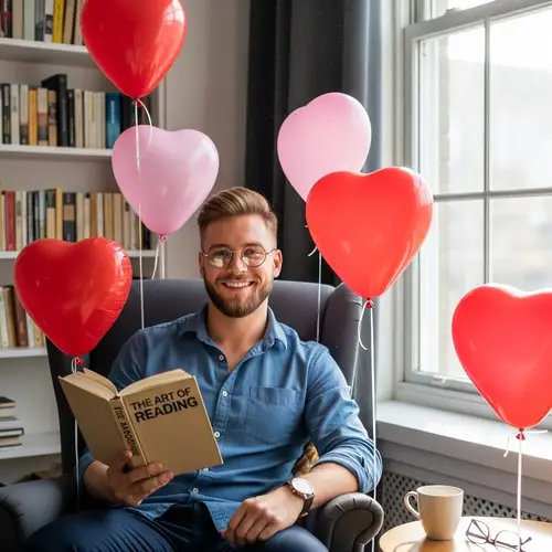 Studious Young Man in Blue Shirt with Stylish Glasses
