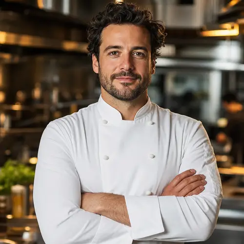 Confident Chef Headshot in Modern Kitchen