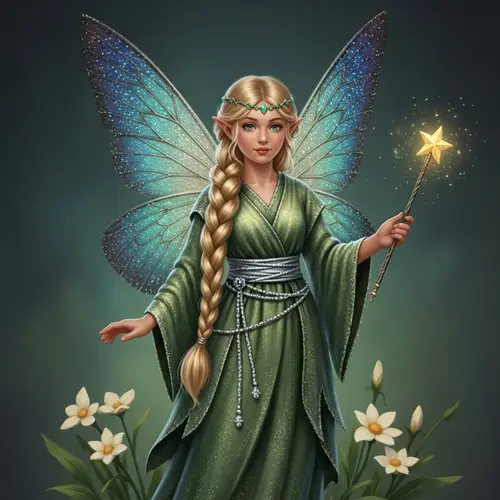 Enchanting Fairy with Sparkling Blue Wings - Magical Folklore