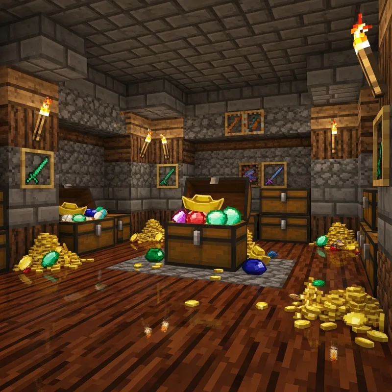 Stone and Wood Minecraft Treasure Room