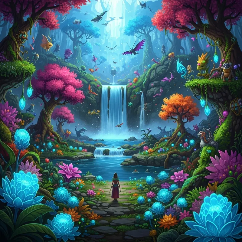 Spectacular Mystical Forest View | Hidden Waterfall & Vibrant Colors