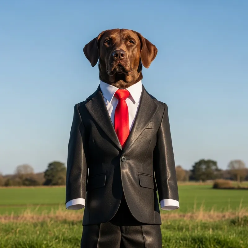 Dog in Black Men's Suit | Canine Formal Fashion