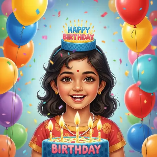 Whimsical Birthday Portrait of Krithi