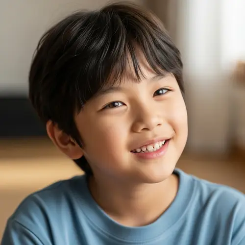 Youthful Korean Boy with Expressive Eyes and Charming Smile