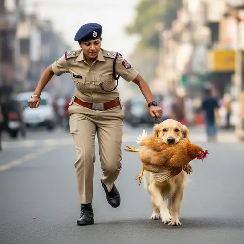 Police Dog Chase: Playful Pup and Chicken Thief