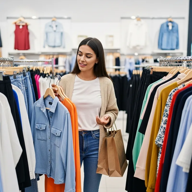A Young Hispanic Woman Shopping for Clothes