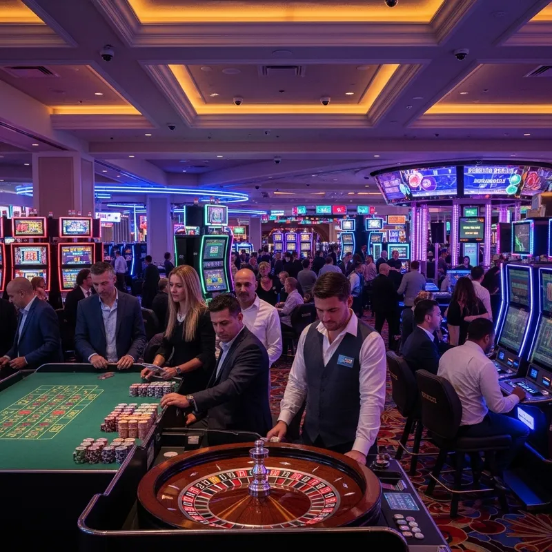 Vibrant Casino: Futuristic Cityscape & Diverse Gaming Scene Vibrant Casino: Futuristic Cityscape & Diverse Gaming Scene