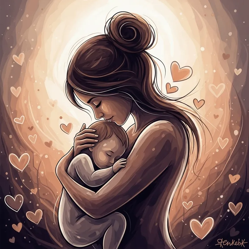Motherhood Abstract Art: Embracing Love and Care