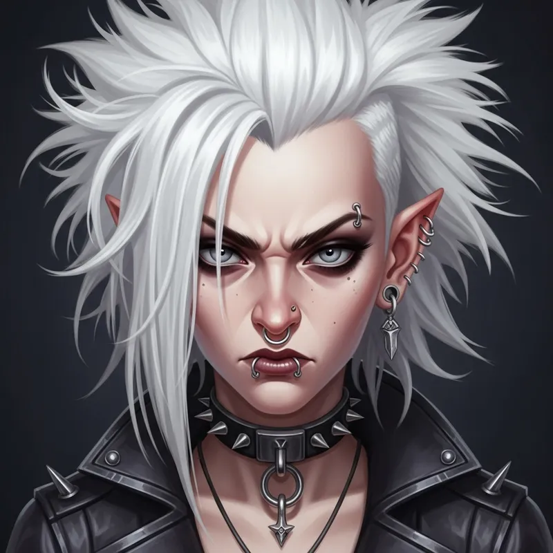 Edgy Punk Fantasy Woman with Unique Features Edgy Punk Fantasy Woman with Unique Features