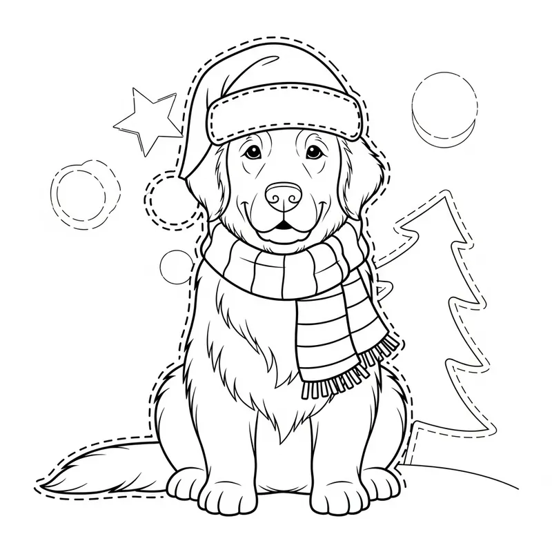 Cozy Cute Christmas Dog Coloring Pages