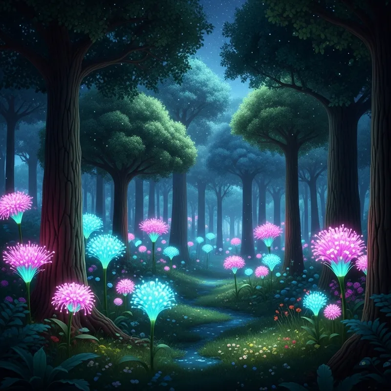 Glowing Flowers in a Magical Forest Experience