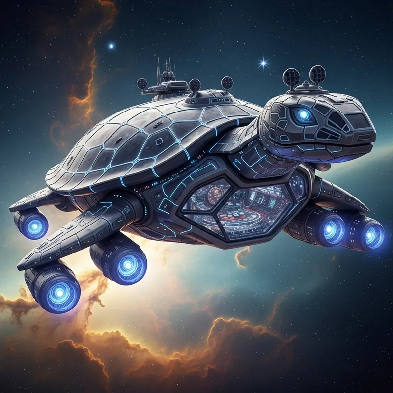 Realistic Futuristic Turtle Ship Image Realistic Futuristic Turtle Ship Image