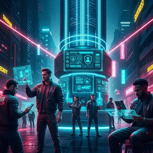 Futuristic Cyberpunk Identity Security Scene