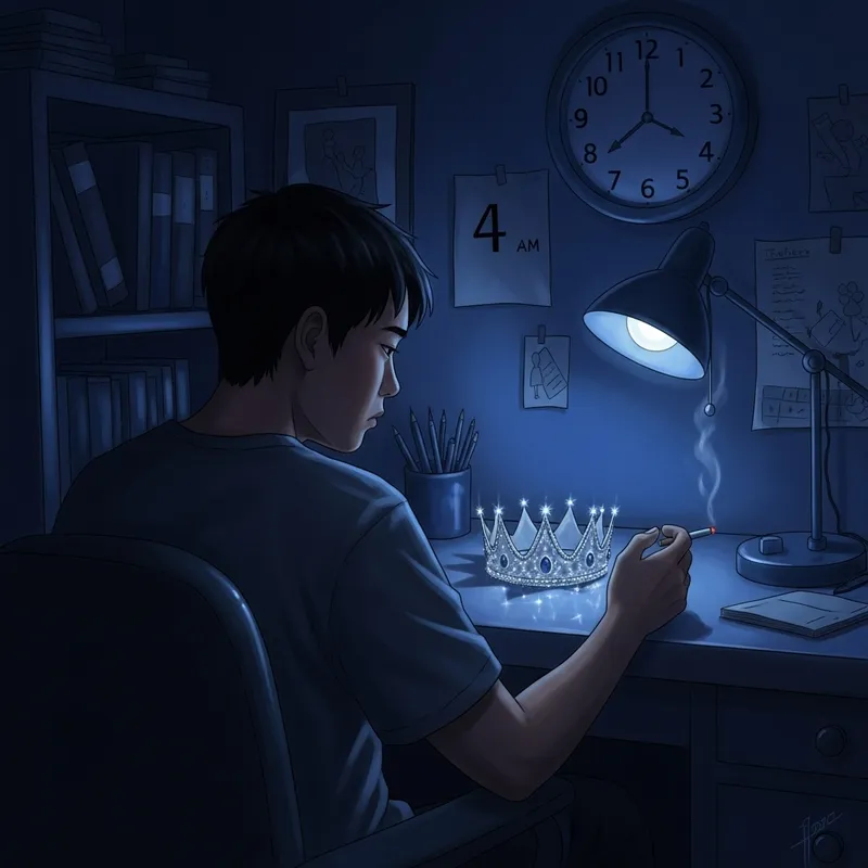 Melancholic Digital Painting of a Young Man at 4 AM