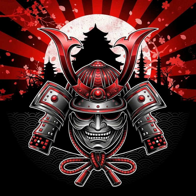 Culturally Rich Samurai Theme T-Shirt Design