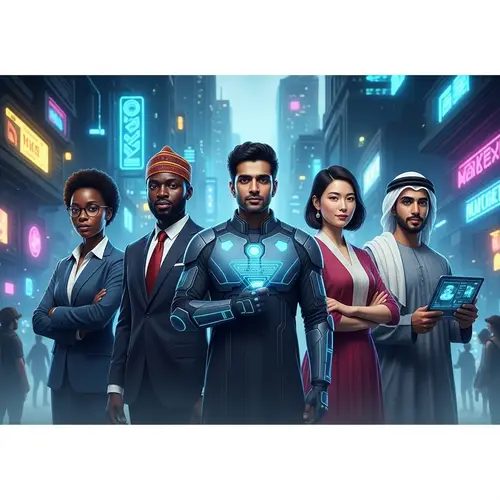 Diverse Nigerian Ministers in Futuristic Portrait