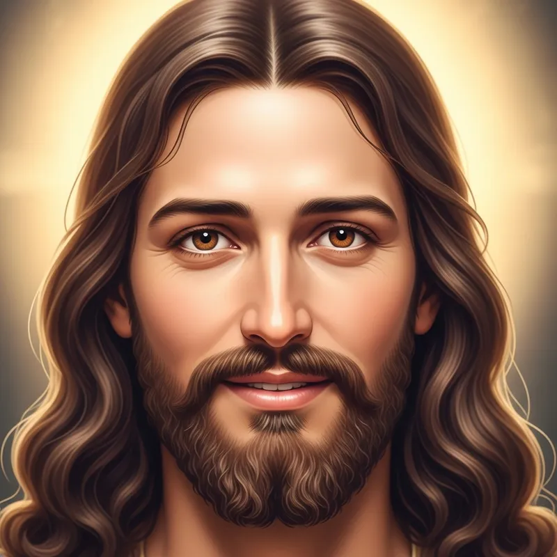Front-Facing Smiling Jesus Head Image Front-Facing Smiling Jesus Head Image