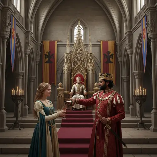Medieval Palace Scene: Prince and Princess in Grandeur