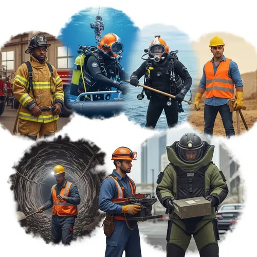 Diverse Workers Following Safety Regulations in High-Risk Professions