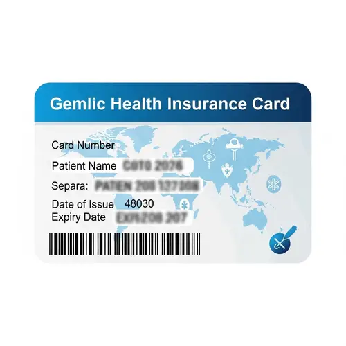 Health Insurance Card - Blue and White with Medical Symbols