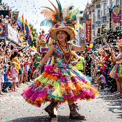 Intricate Carnival Costume for Festive Parade | Bright Colors, Shine, Texture