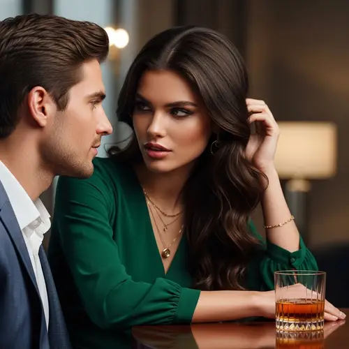 Attractive Young Woman Influencing Wealthy Man