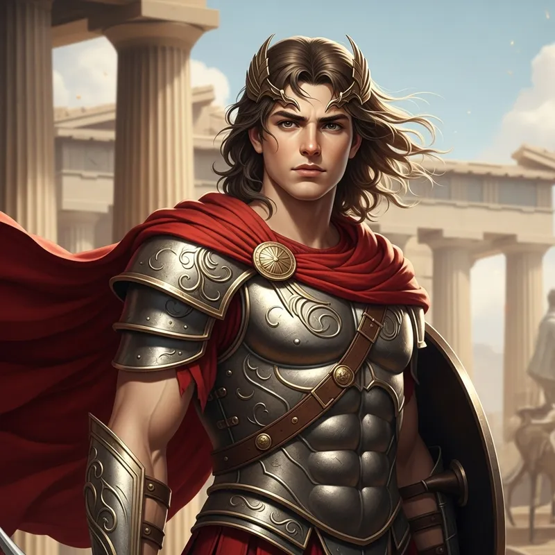 Ares - Greek God of War with Stunning Red Cape and Divine Armor