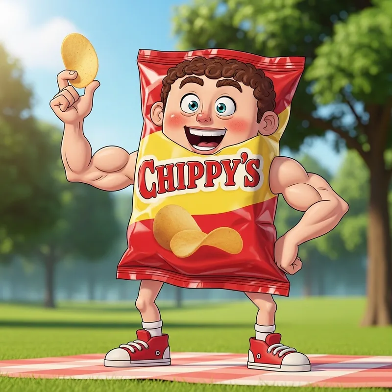 Creative Character Potato Chips with Hands, Legs, and Head Creative Character Potato Chips with Hands, Legs, and Head