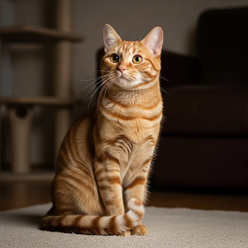 Ginger Domestic Cat with Bright Amber Eyes