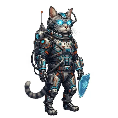 Cyborg Spacesuit Cat: Future Feline Adventures
