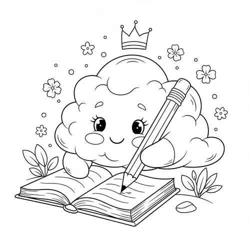 Whimsical Cloud Coloring Page | Printable & Online Sharing