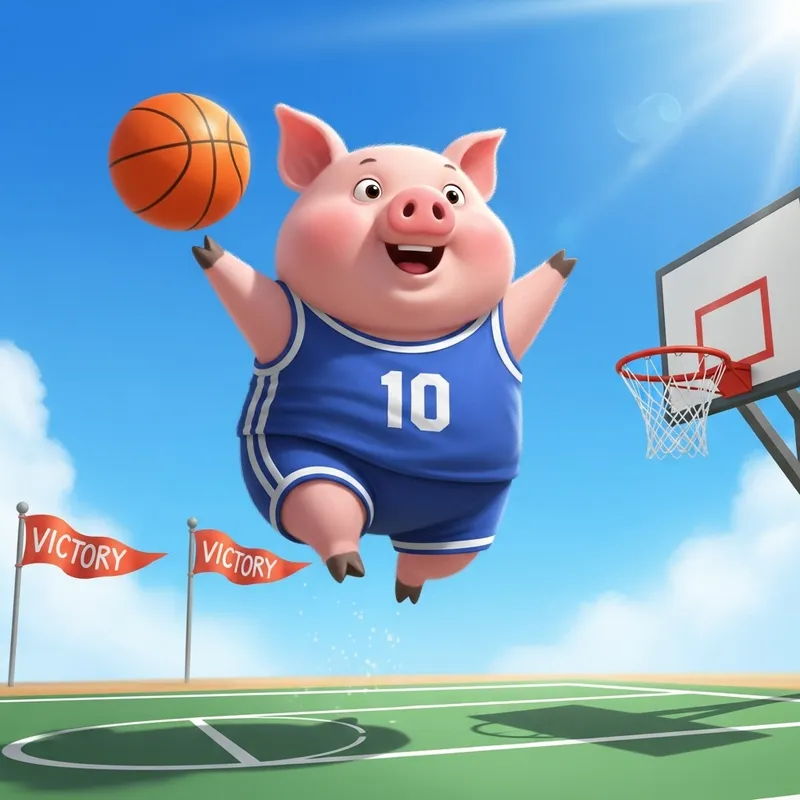 Adorable Pig Playing Basketball in the Sky Adorable Pig Playing Basketball in the Sky