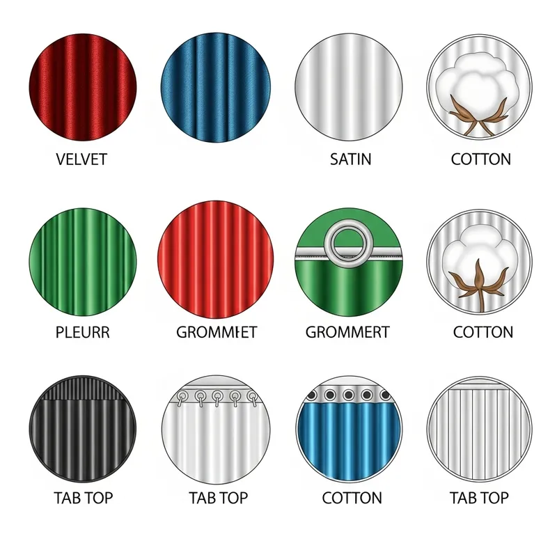 Circular Textile & Curtain Icons - Vibrant and Minimalistic