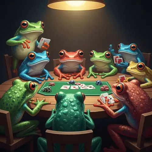 Colorful Frogs Poker Game: Vibrant Amphibian Fantasy