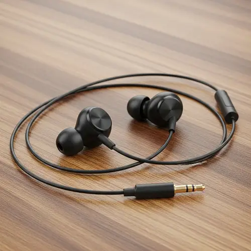 Minimalist Black Earphones with Soft Ear Cap - Stylish Design