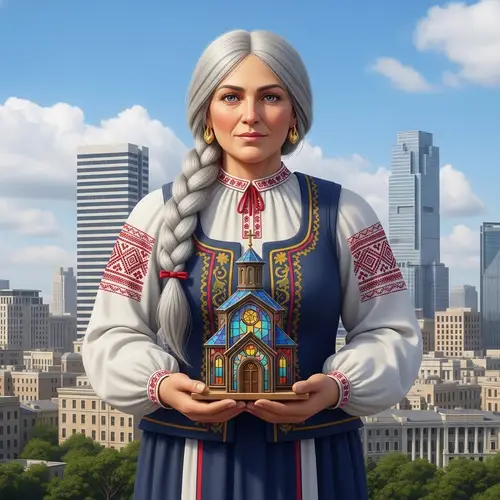 Giantess in Eastern-European Traditional Attire