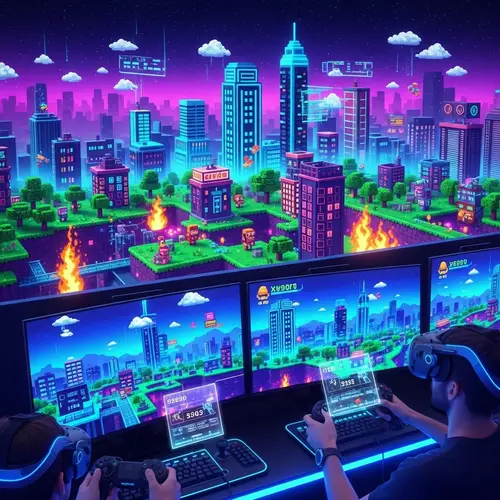 Futuristic Video Gaming Landscape: Retro Vibes Meet Advanced Tech